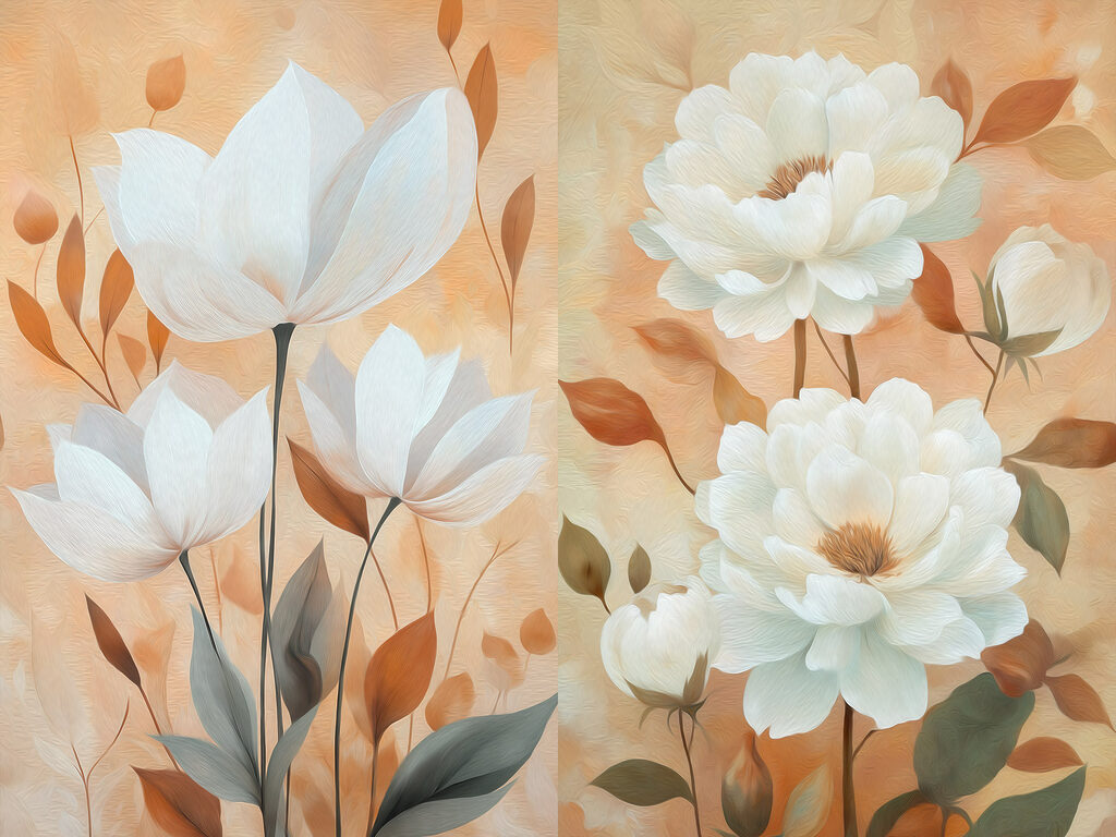 Flores brancas sobre laranja — design completo