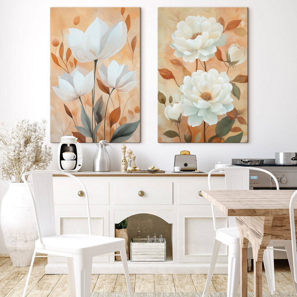 Flores brancas sobre laranja — interior 2