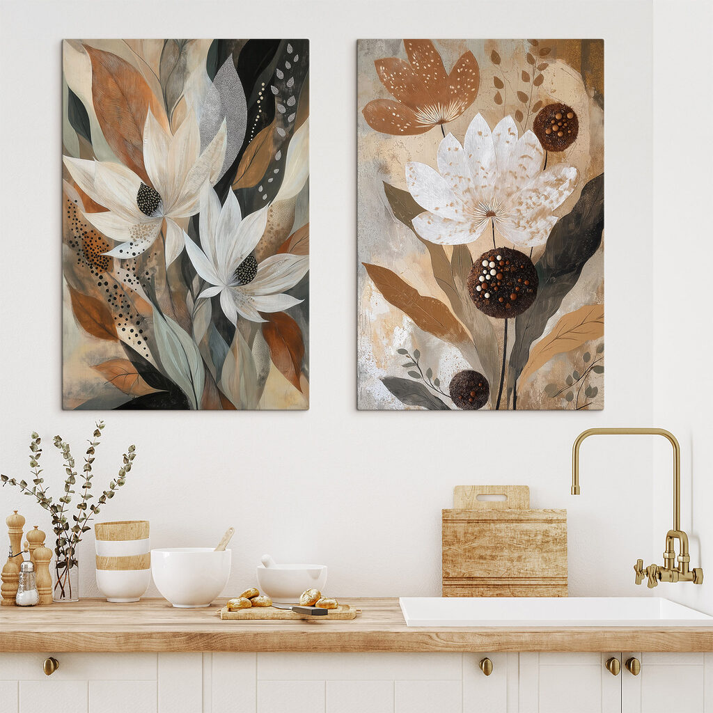 Flores entre pontos terrosos — interior 2
