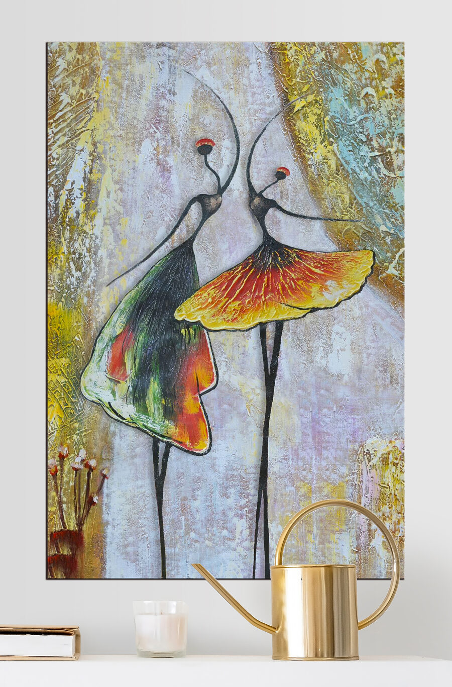 Dançarinos em movimento num interior