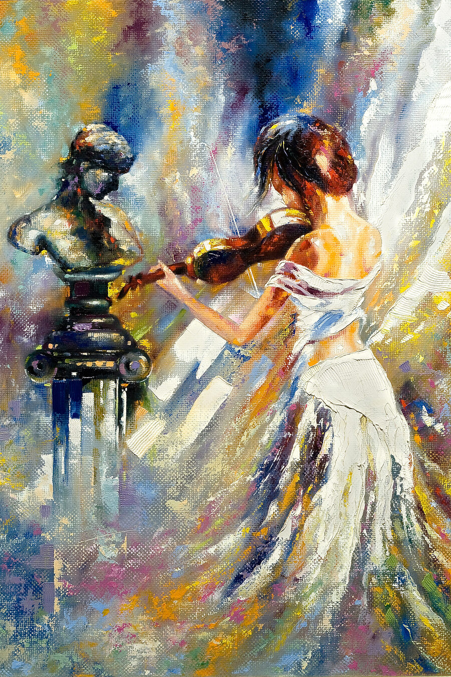 Violinista entre cores — design completo