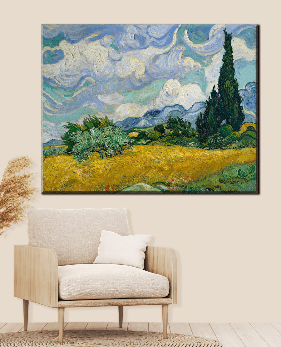 Ciprestes sob nuvens rodopiantes — interior 1