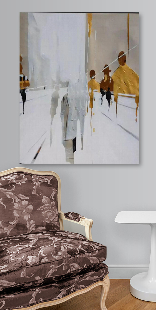 Transeuntes em ruas brancas — interior 2
