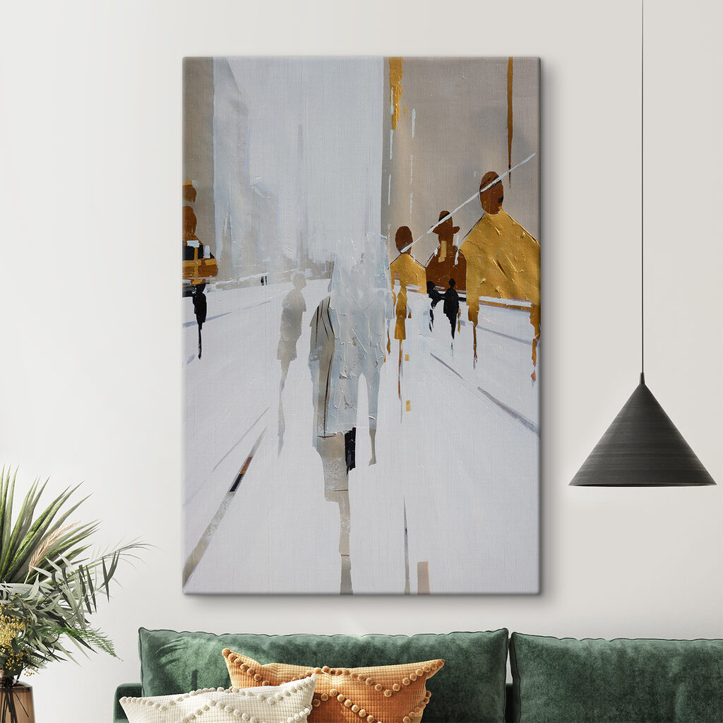 Transeuntes em ruas brancas — interior 5