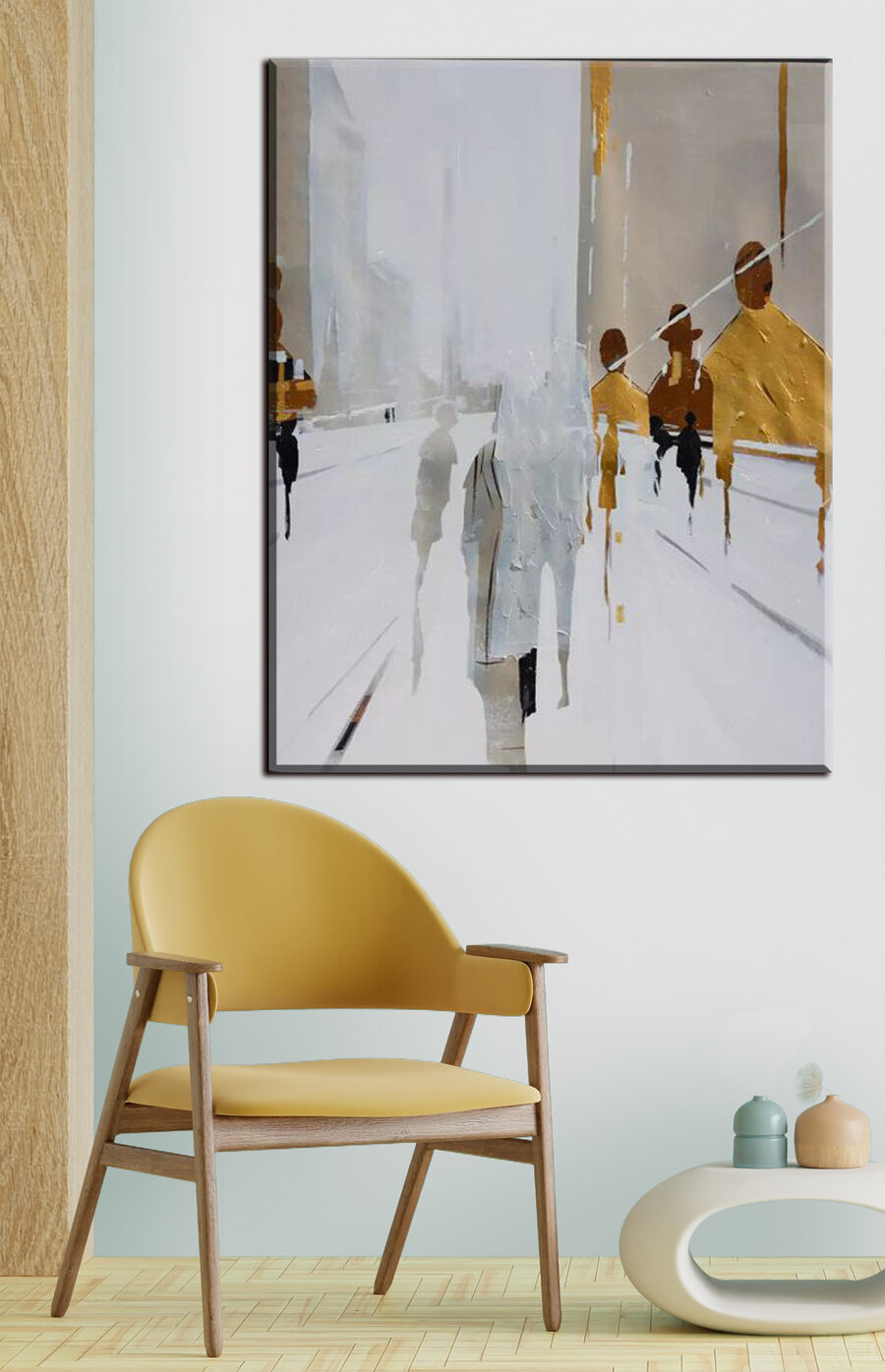Transeuntes em ruas brancas — interior 1