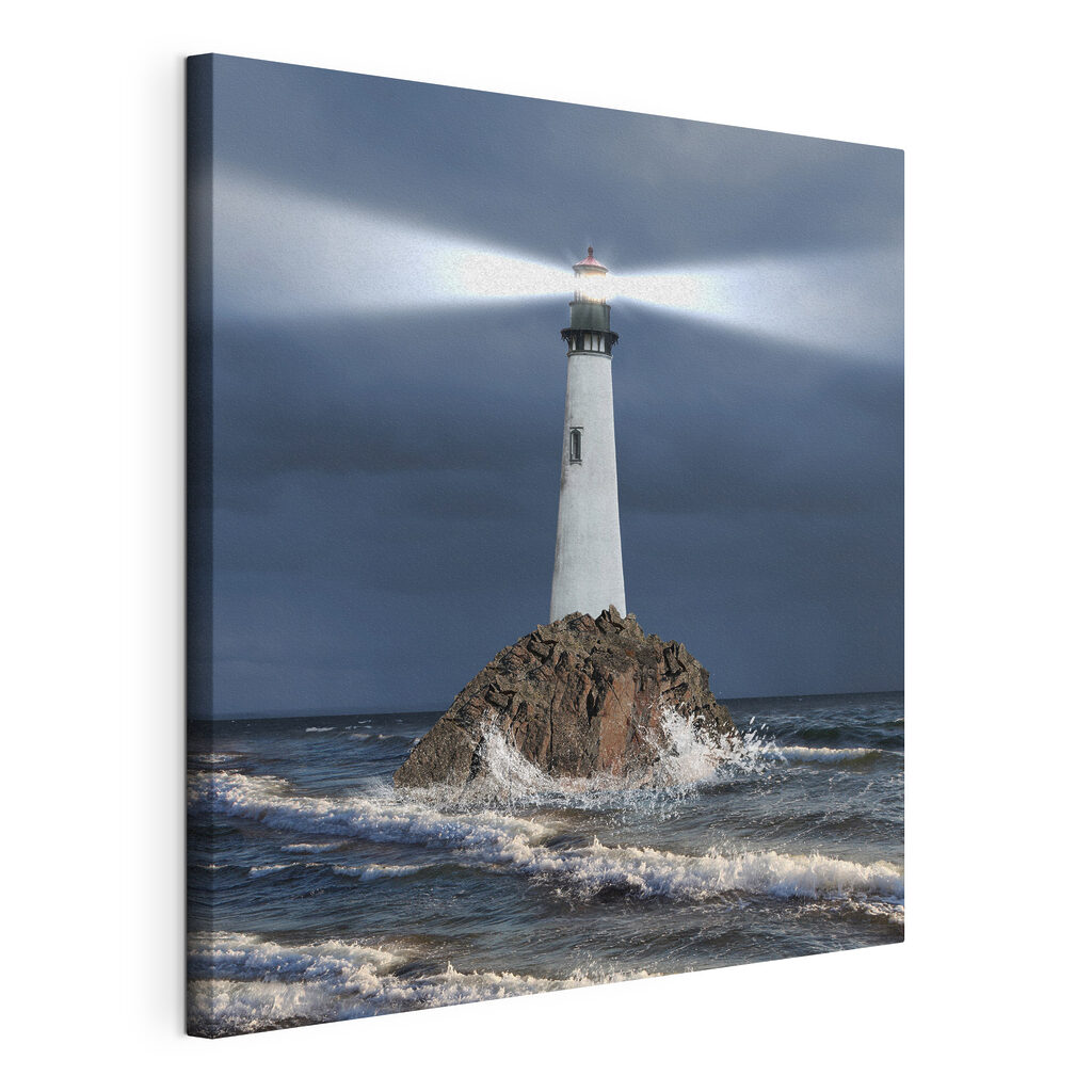 Farol na tempestade, tela esticada e borda contínua