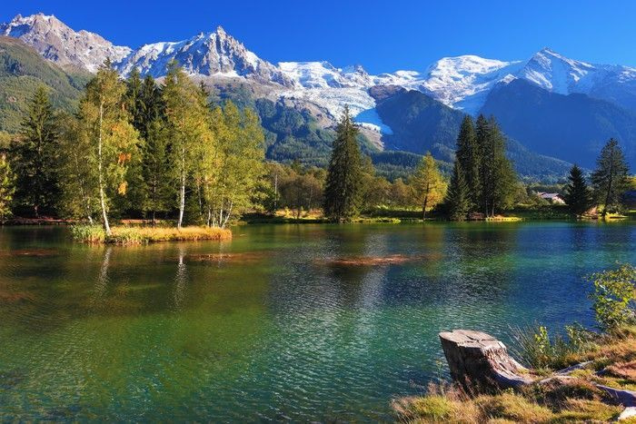 Lago sob picos nevados — design completo