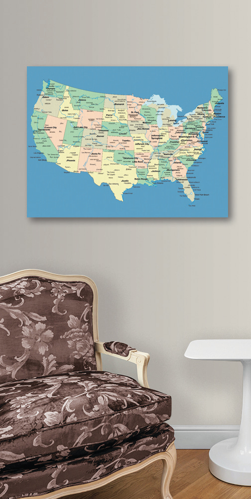Mapa dos Estados Unidos — interior 1