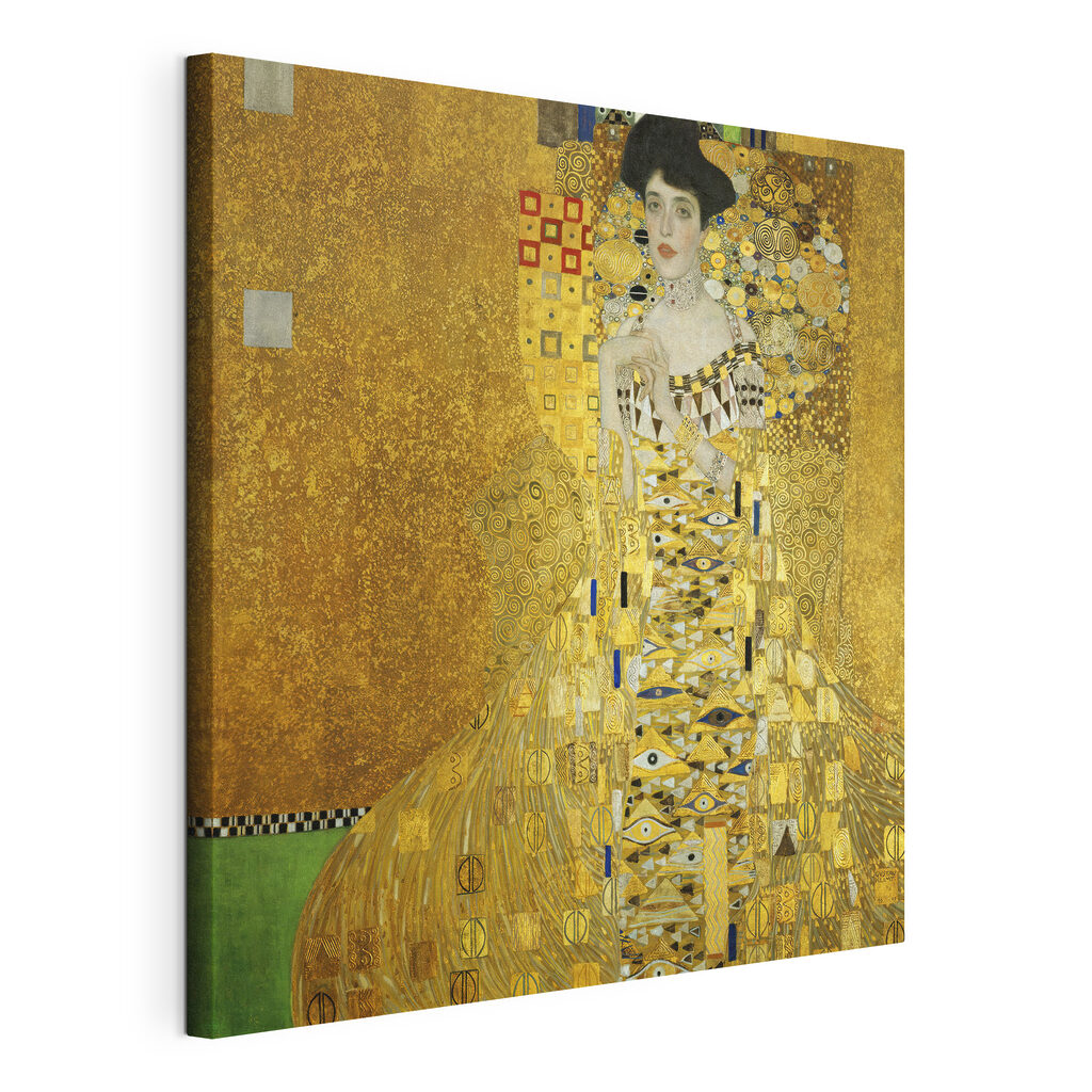 Retrato em dourado, tela esticada e borda contínua