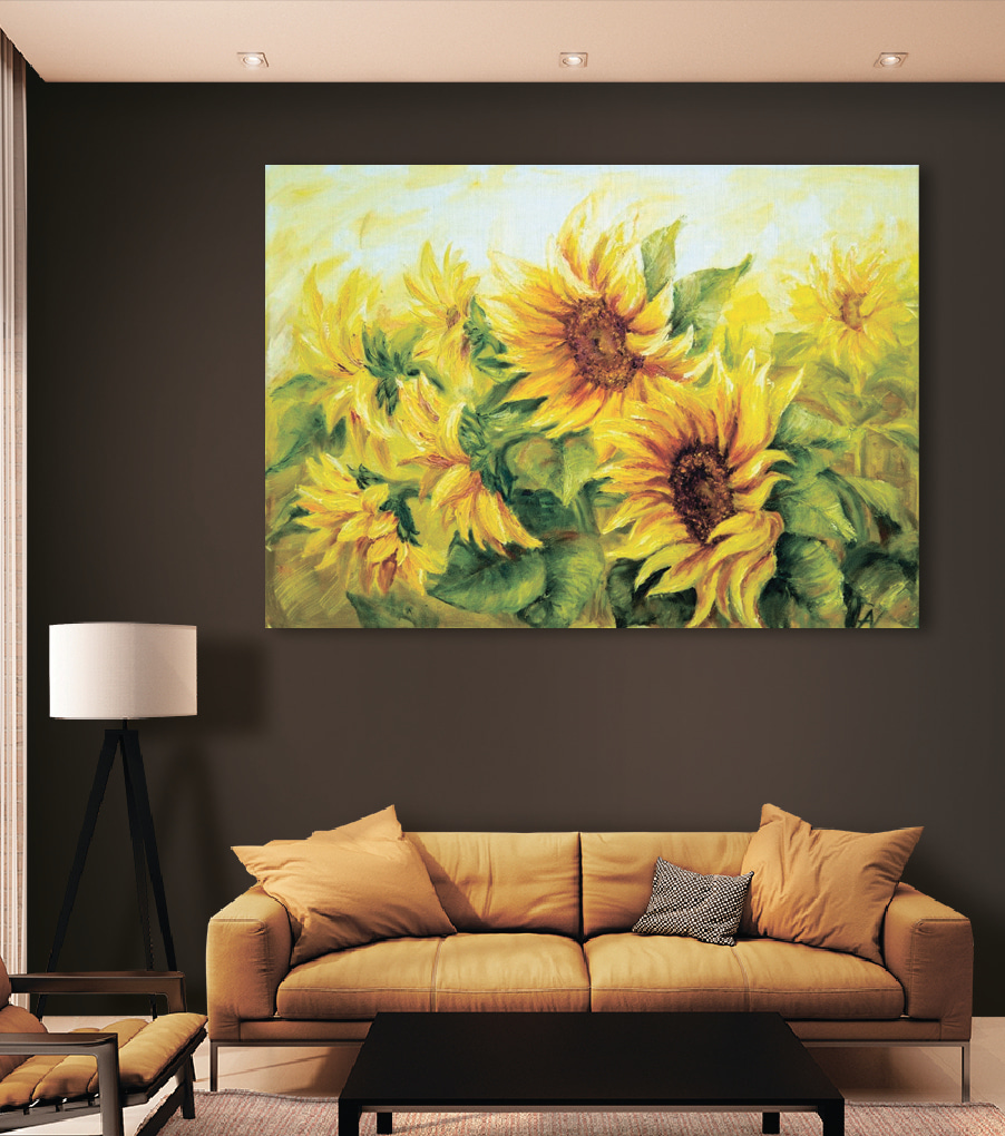 Girassóis em amarelo quente — interior 2