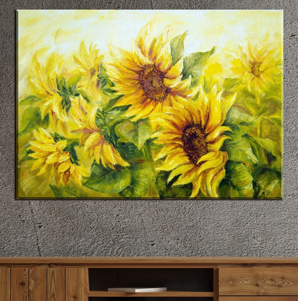 Girassóis em amarelo quente — interior 1