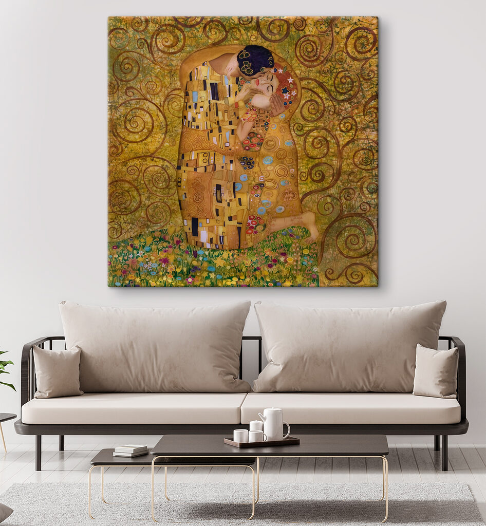 Beijo entre espirais decorativas — interior 5