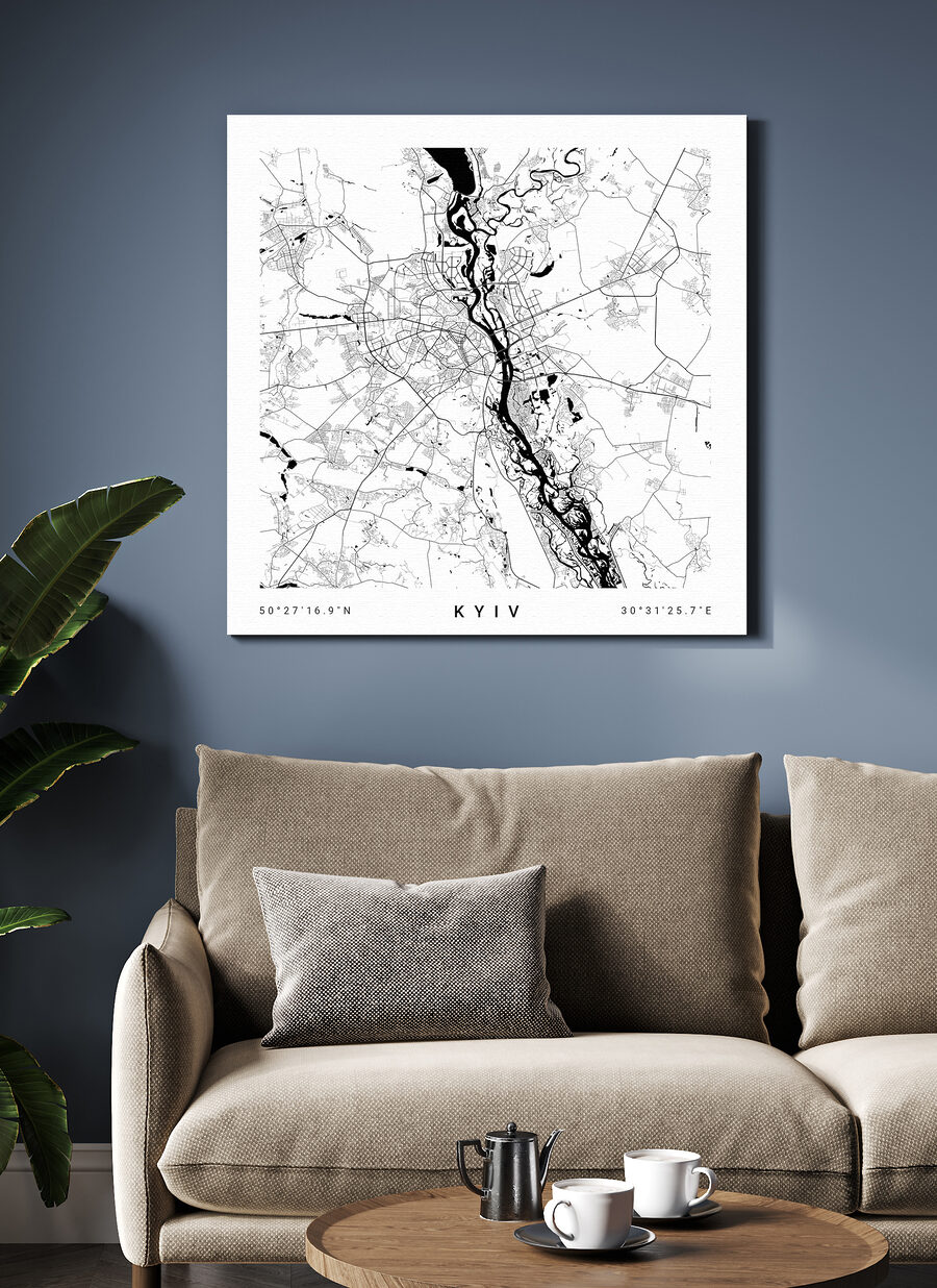 Mapa de Kyiv num interior