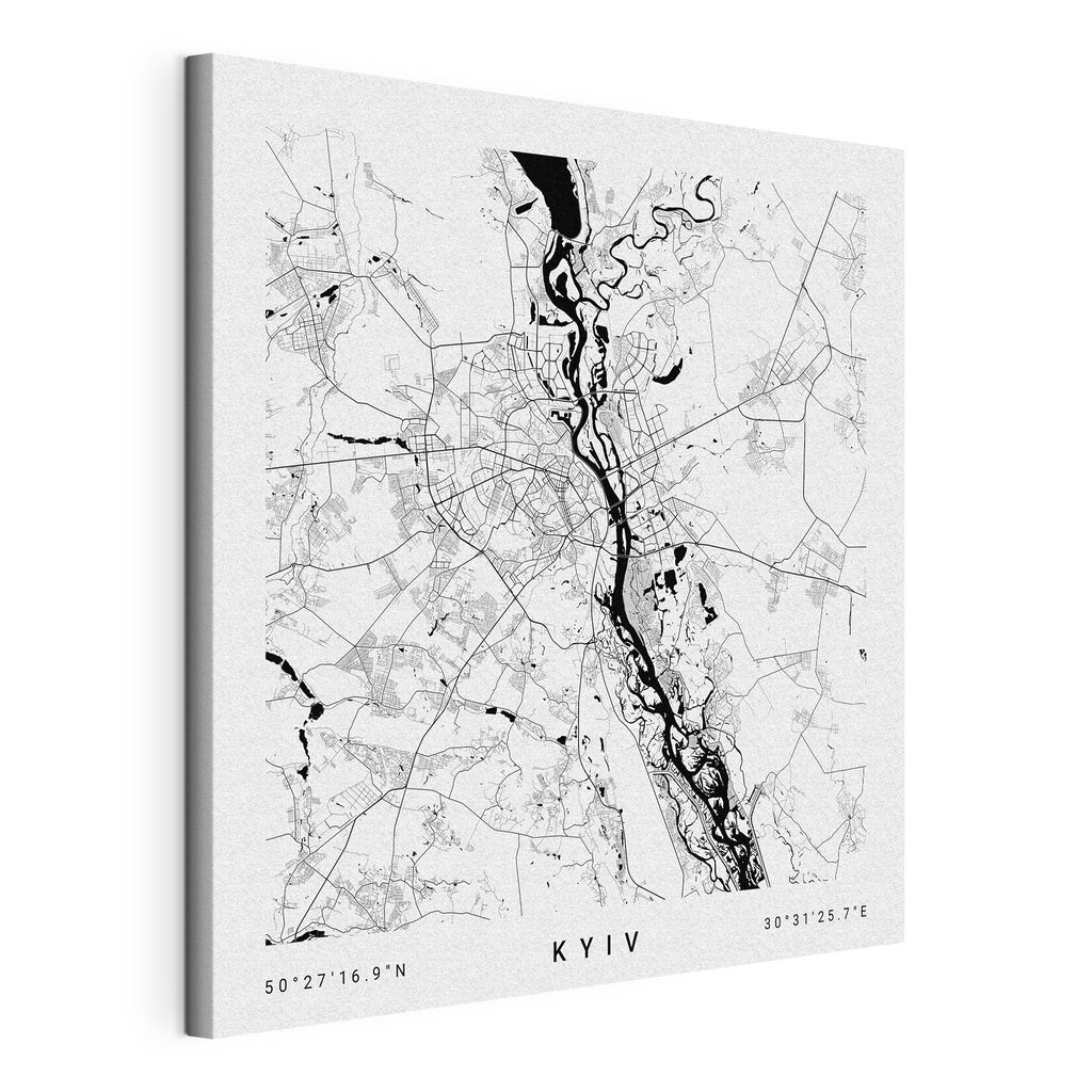 Mapa de Kyiv, tela esticada e borda contínua