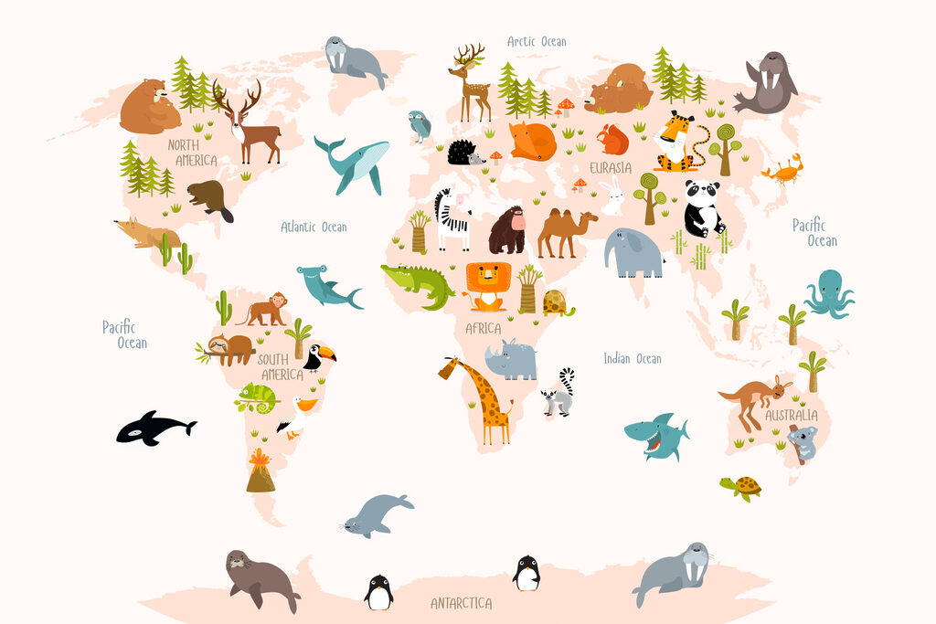 Animais viajam pelo mundo — design completo