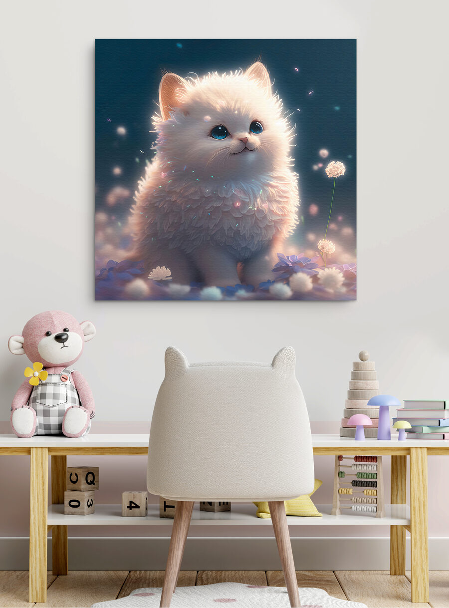 Gatinho entre luzes — interior 1