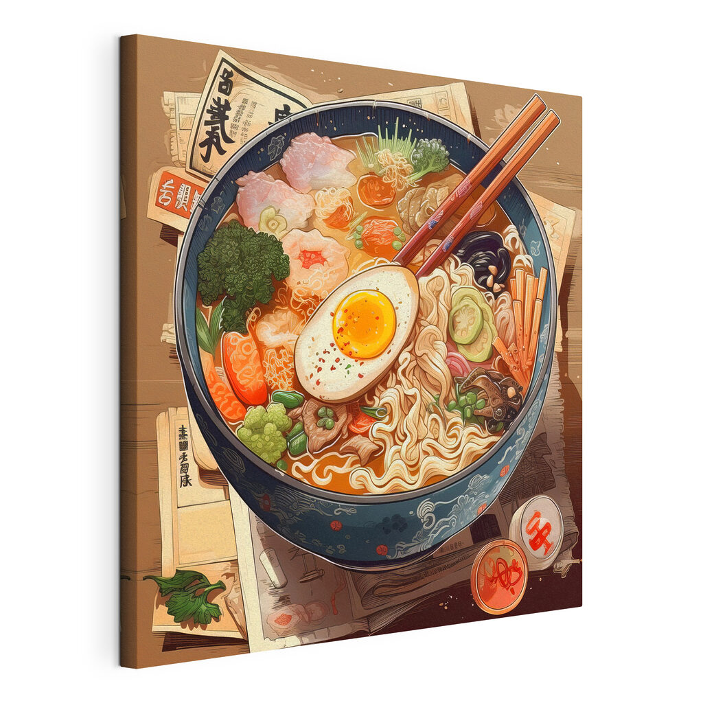 Tigela de ramen, tela esticada e borda contínua