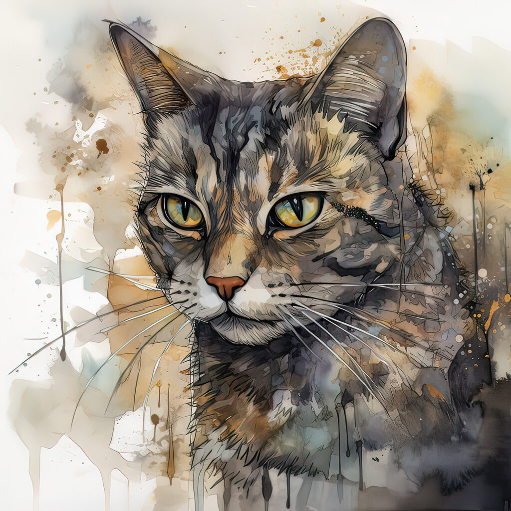 Gato em salpicos — design completo