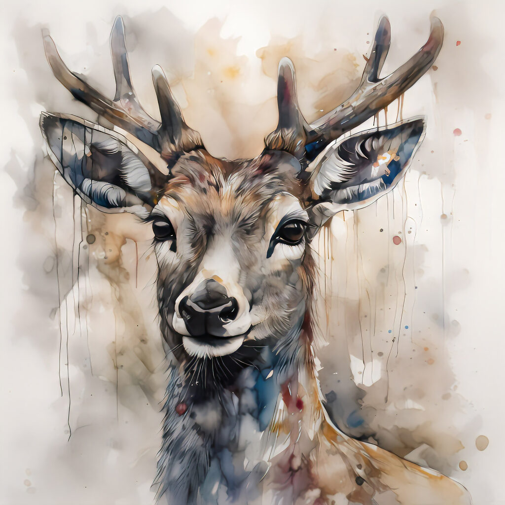 Veado em tinta suave — design completo