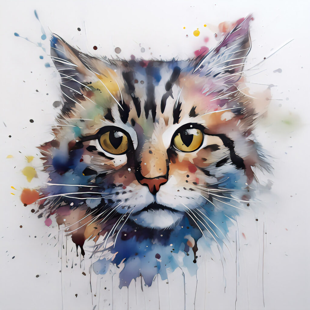 Gatinho em aguarela — design completo