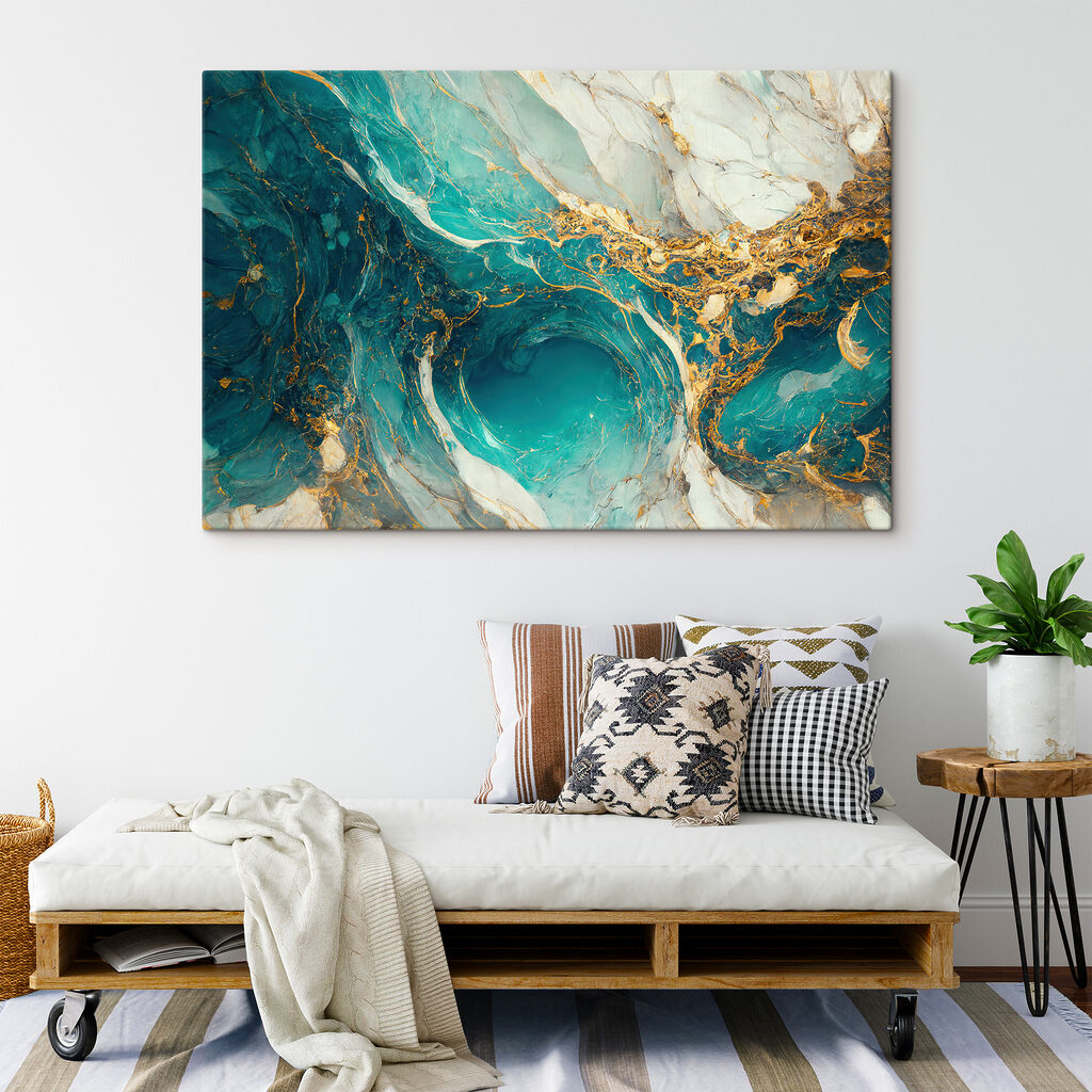 Corrente turquesa e dourada — interior 5