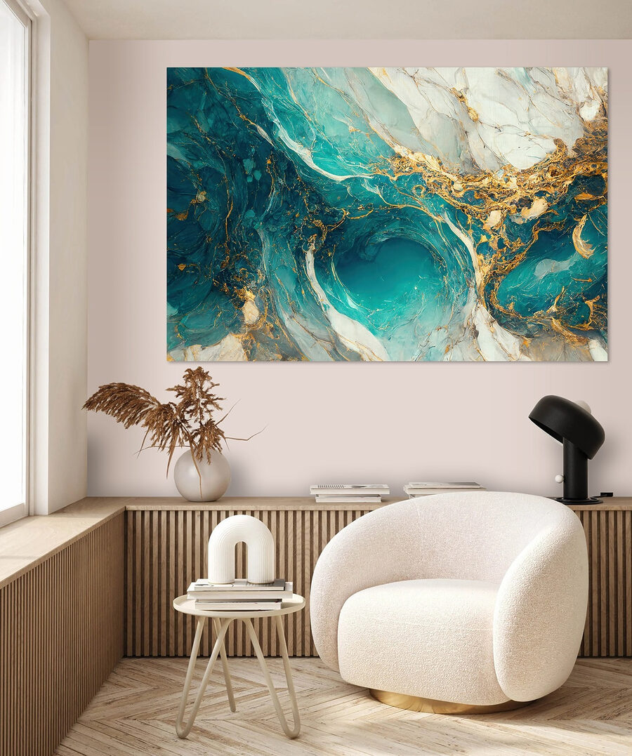 Corrente turquesa e dourada — interior 3