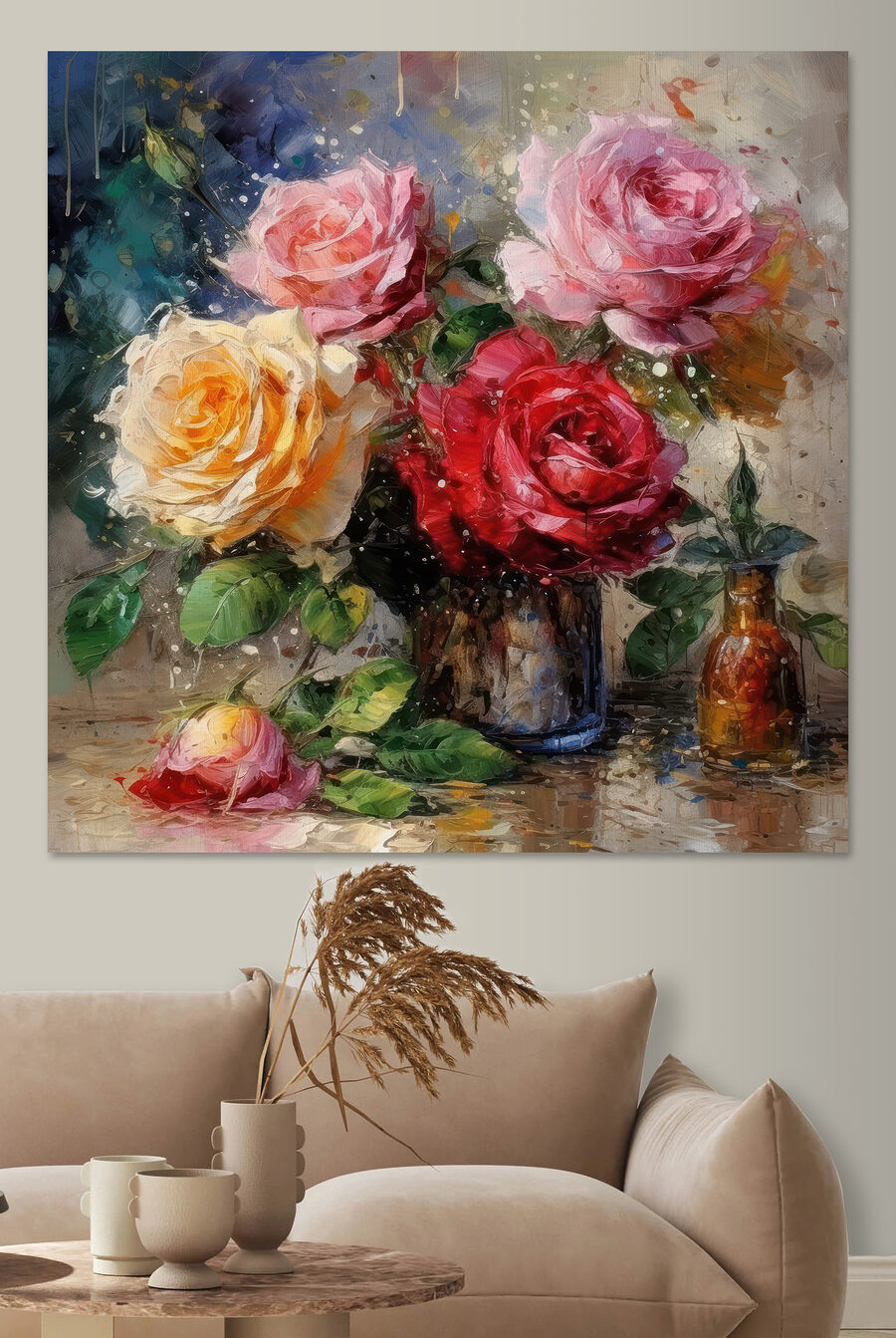 Rosas em vaso metálico — interior 3