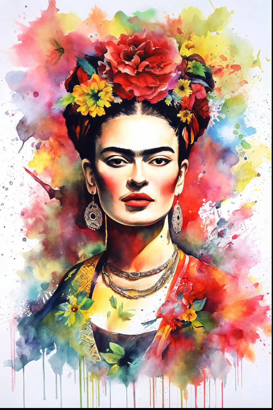 Retrato em aguarela floral — design completo
