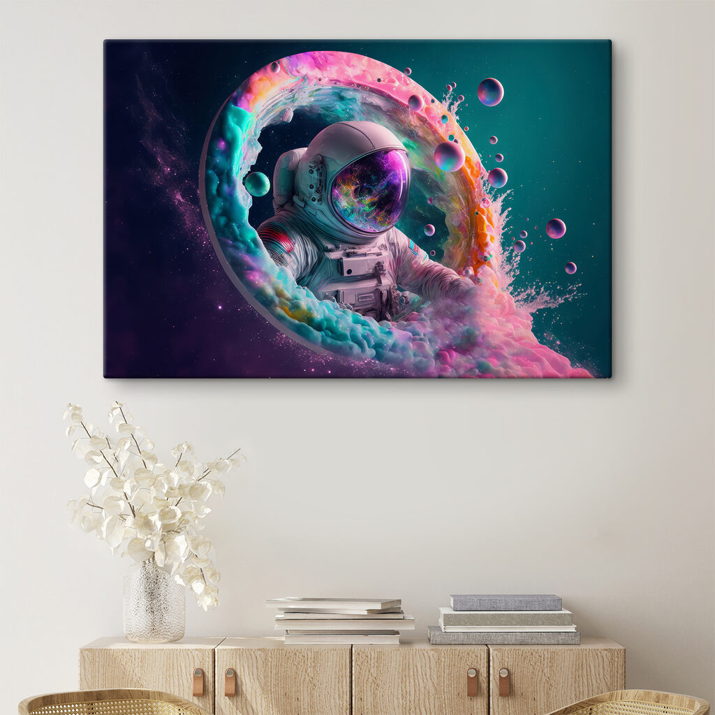 Astronauta em névoa colorida — interior 3