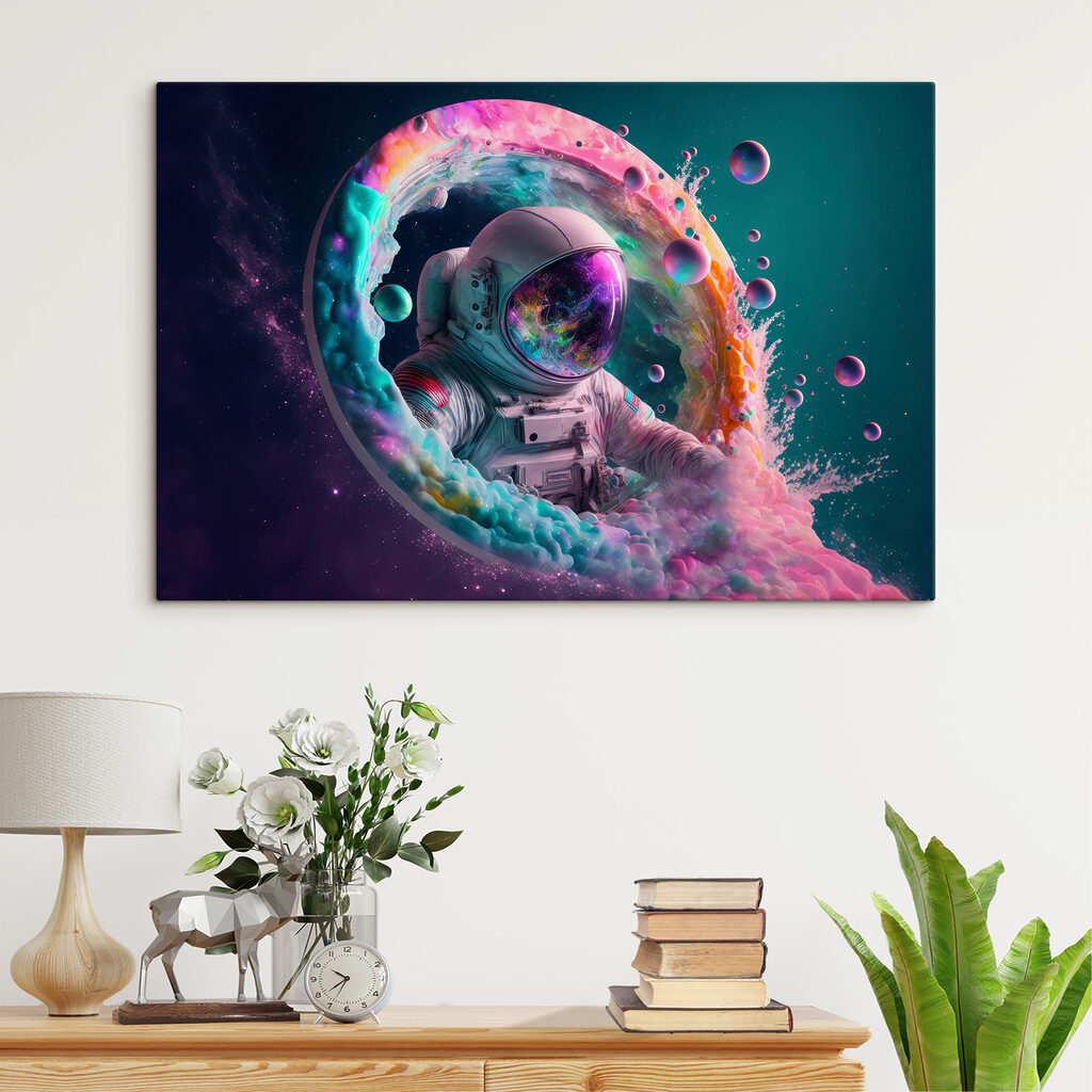 Astronauta em névoa colorida — interior 4