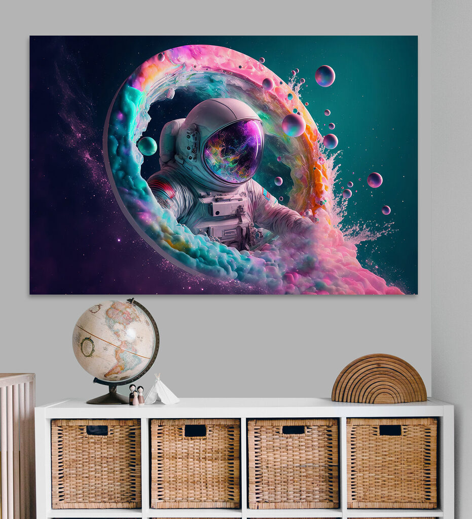 Astronauta em névoa colorida — interior 2
