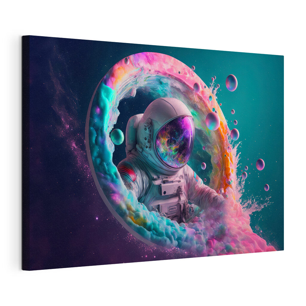 Astronauta em névoa colorida — vista do produto