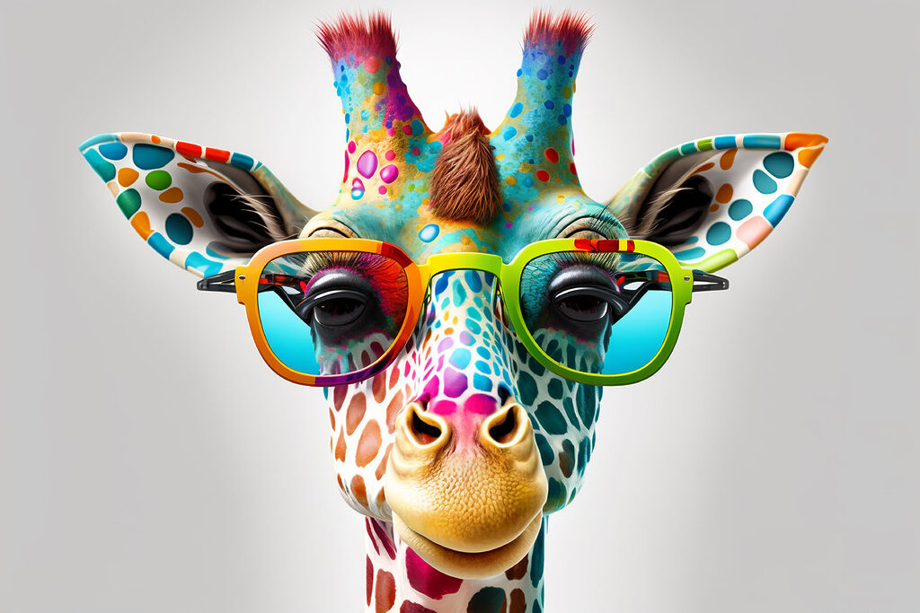 Girafa com óculos — design completo