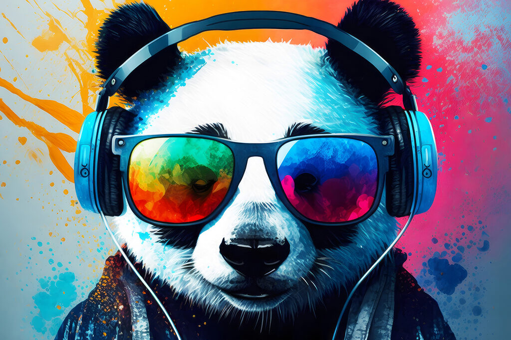 Panda com ritmo próprio — design completo