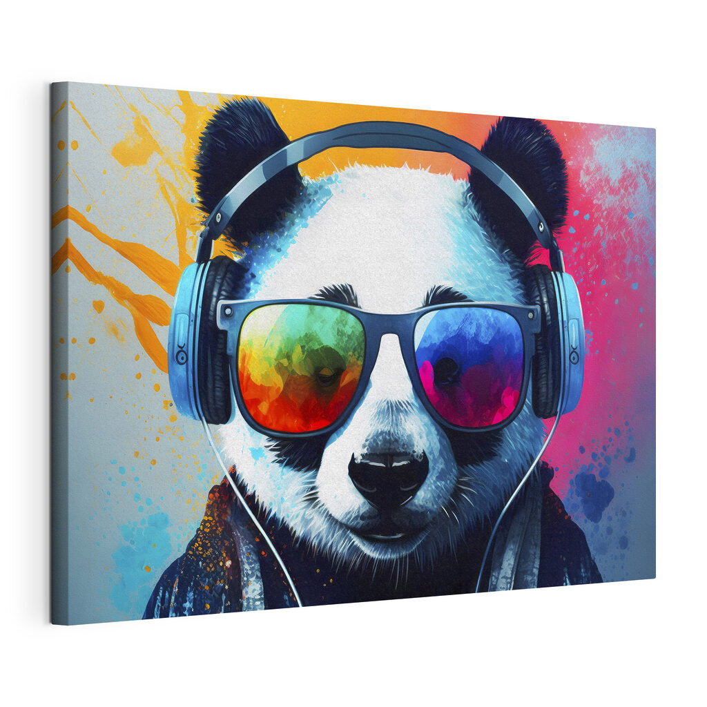 Panda com ritmo próprio, tela esticada e borda contínua