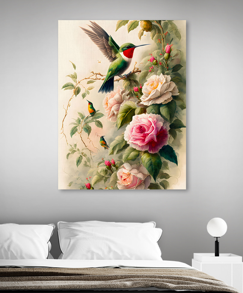 Colibri junto às rosas — interior 1