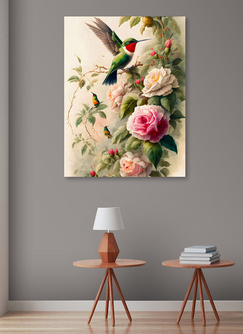 Colibri junto às rosas — interior 2