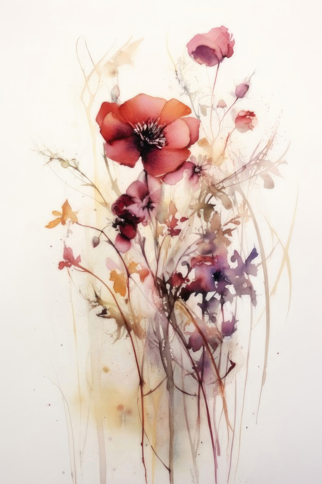 Flores vermelhas sobre branco — design completo