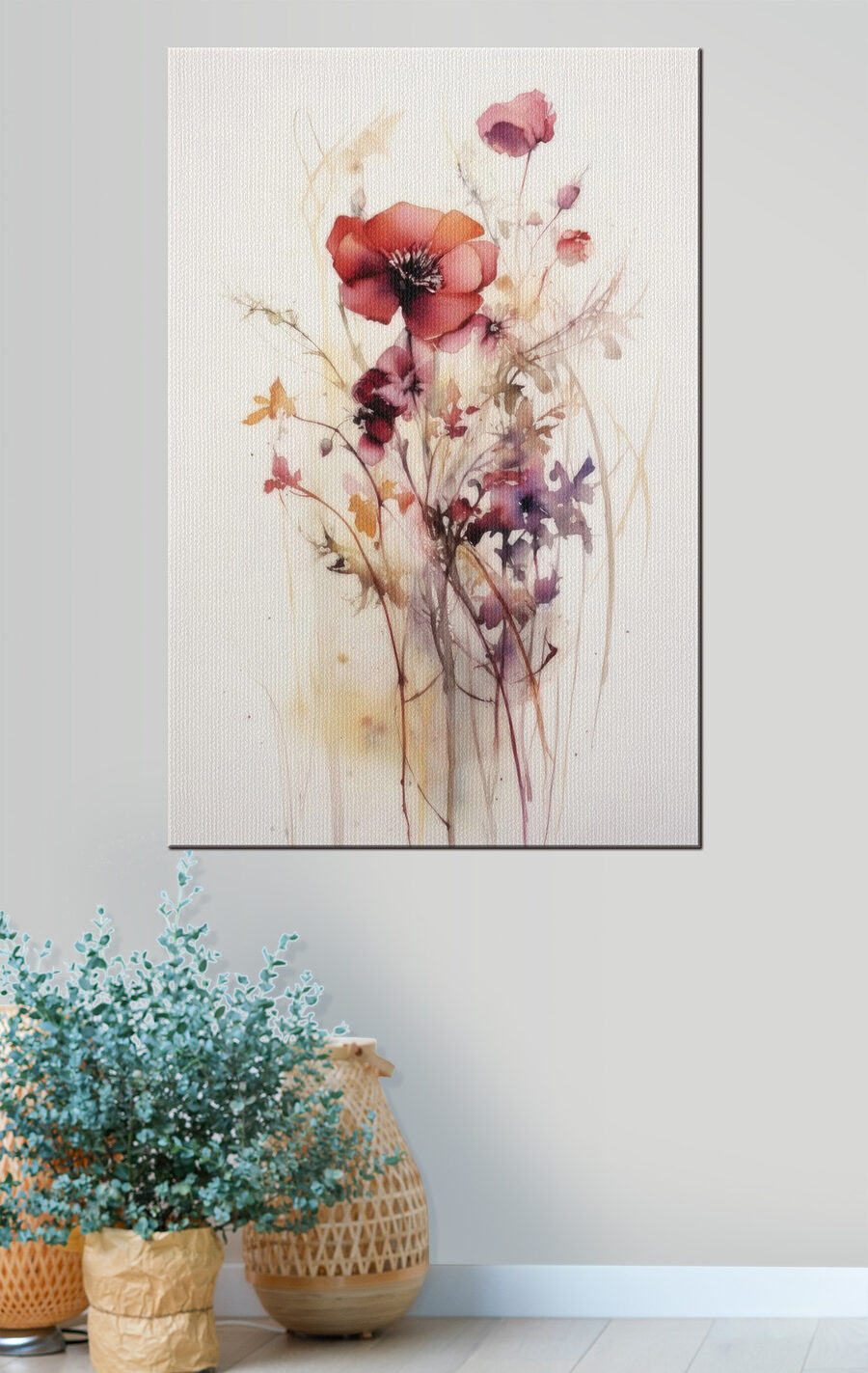 Flores vermelhas sobre branco — interior 1