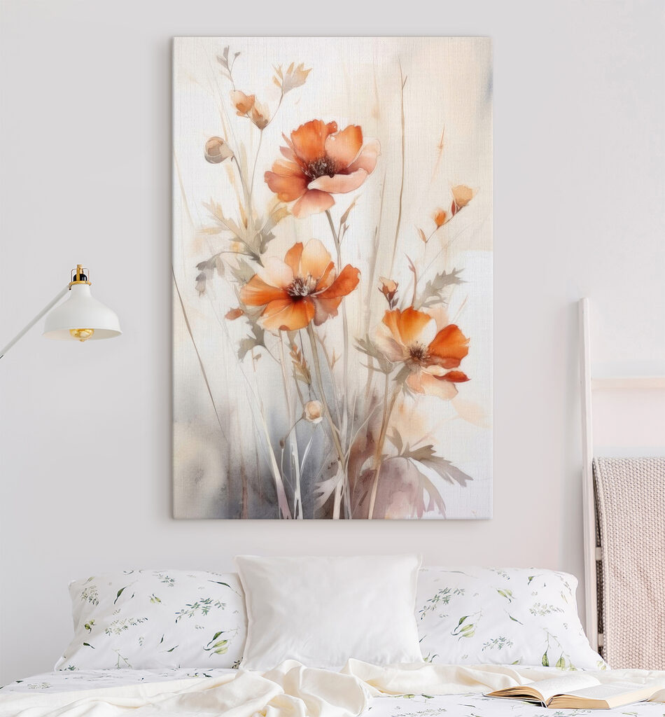 Flores laranja em hastes — interior 3
