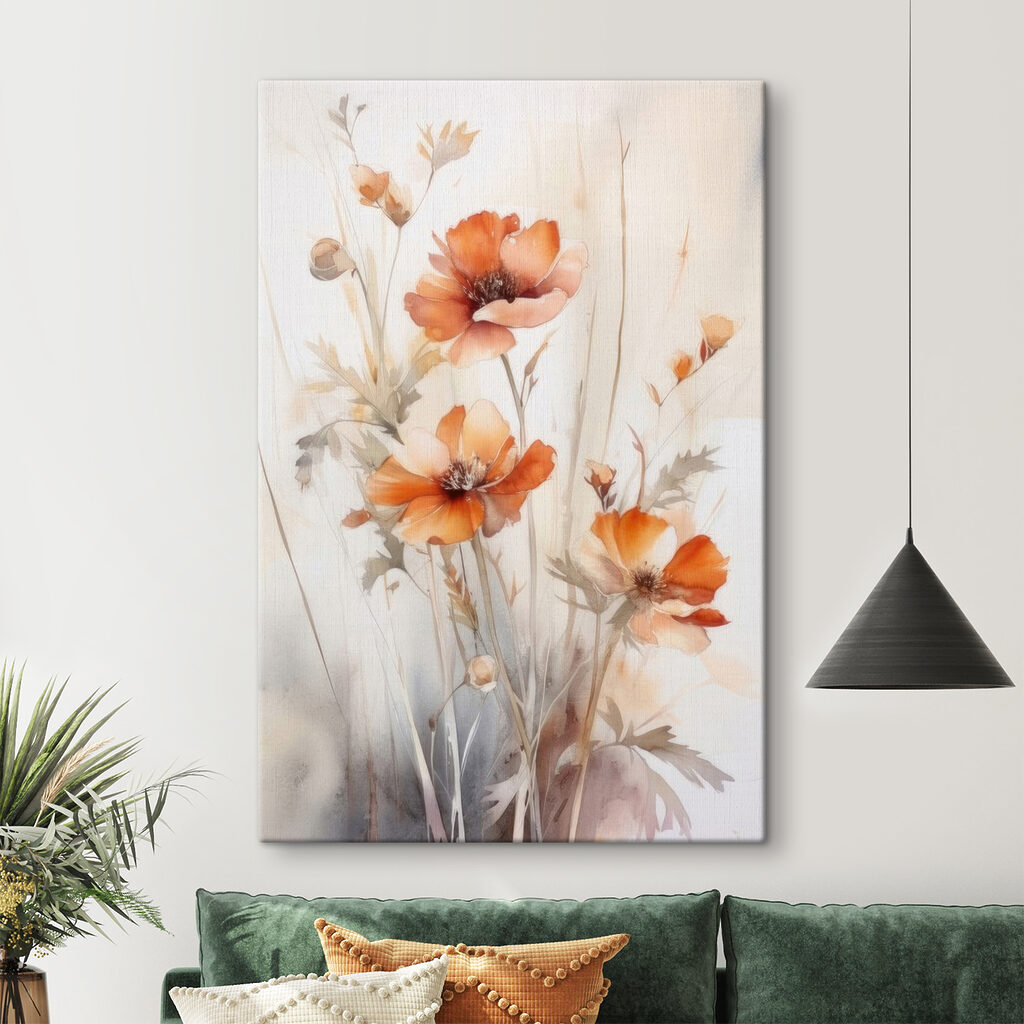 Flores laranja em hastes — interior 4