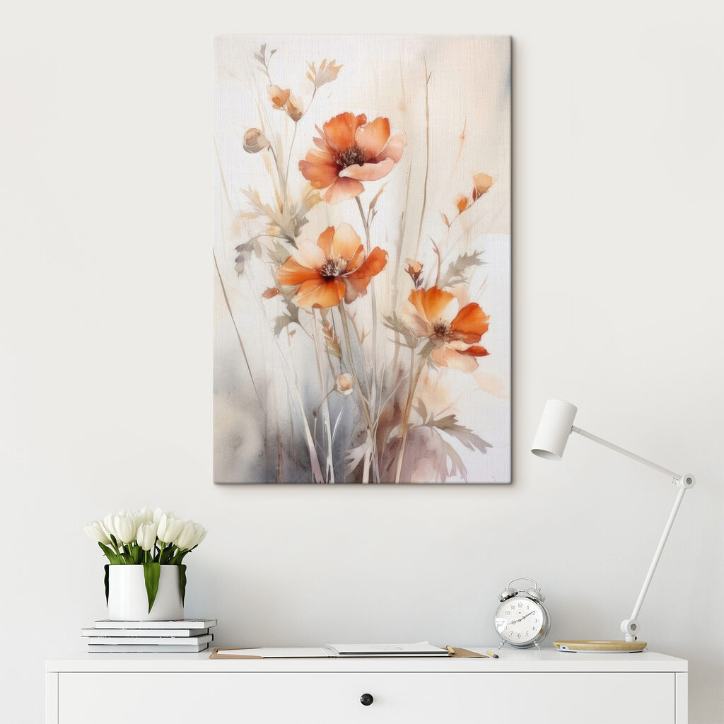 Flores laranja em hastes — interior 5