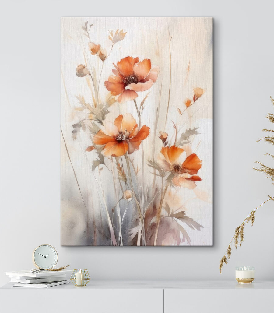 Flores laranja em hastes — interior 7