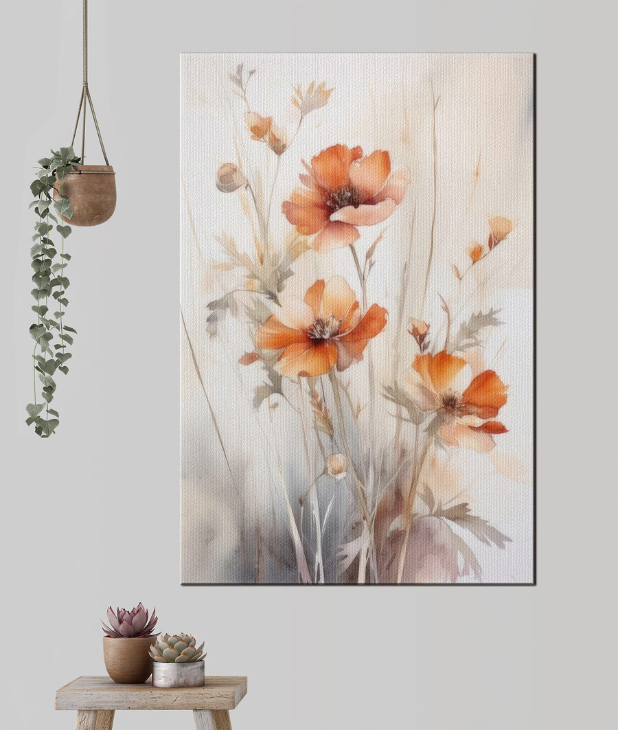 Flores laranja em hastes — interior 1