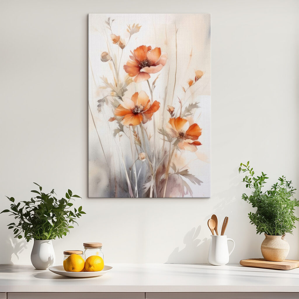 Flores laranja em hastes — interior 8
