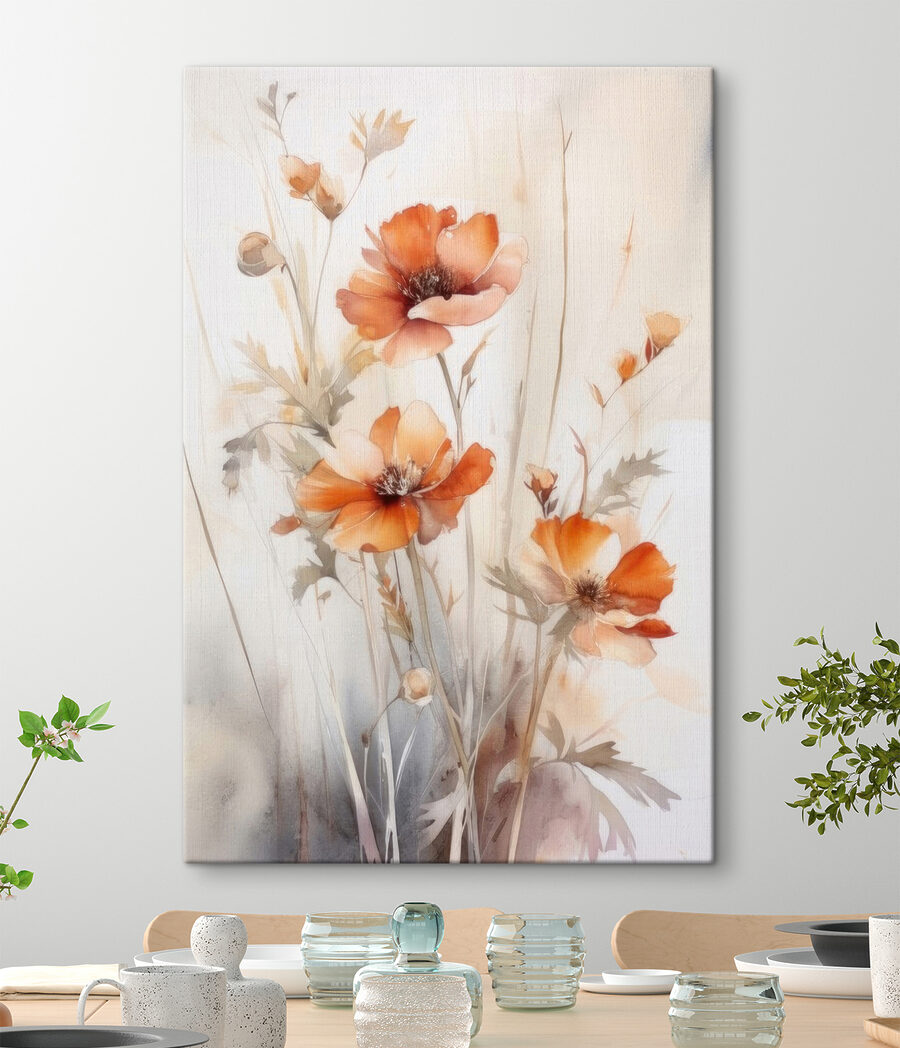 Flores laranja em hastes — interior 9