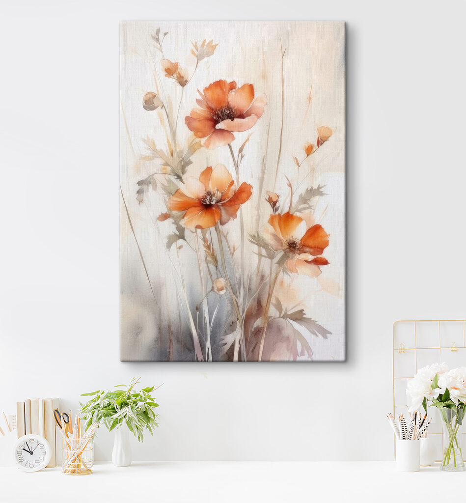 Flores laranja em hastes — interior 11