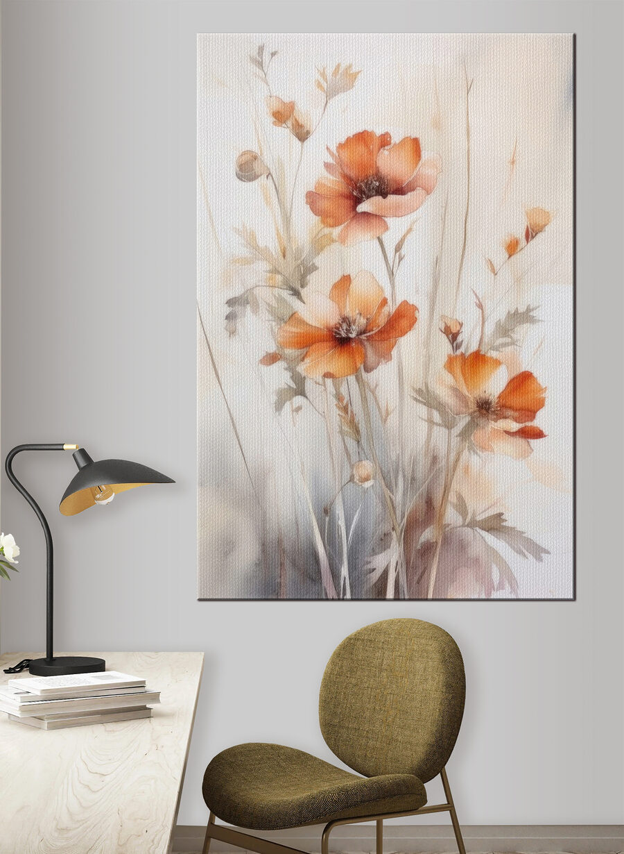 Flores laranja em hastes — interior 2