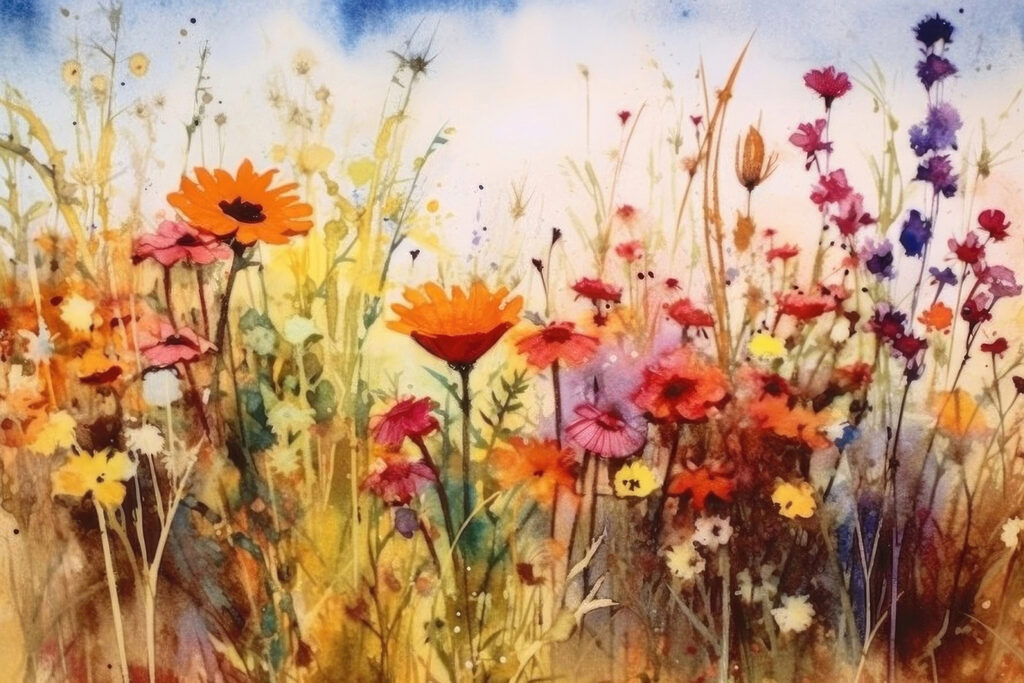 Campo de flores vivas — design completo