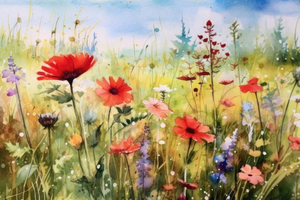 Campo em flor — design completo
